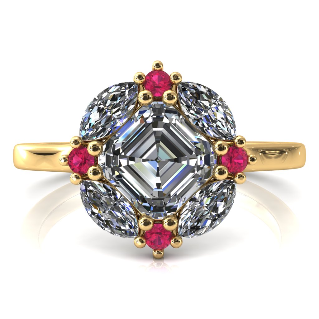 Jace Asscher Center Marquise & Round Floating Cluster Halo Royale Ring