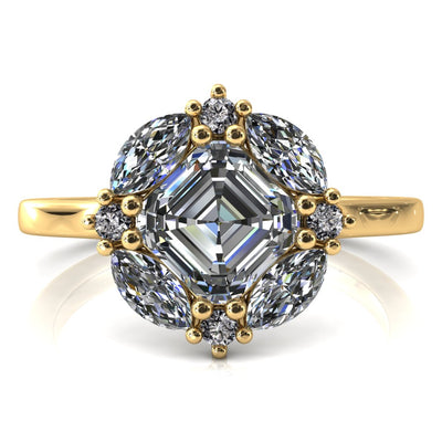 Jace Asscher Center Marquise & Round Floating Cluster Halo Royale Ring