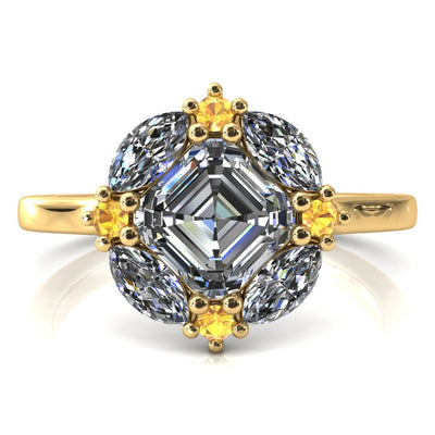 Jace Asscher Center Marquise & Round Floating Cluster Halo Royale Ring