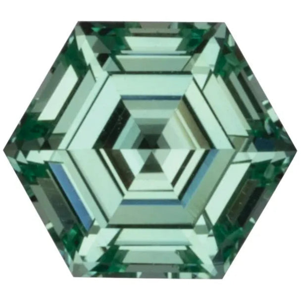 Hexagon FAB Lab-Grown Green Sapphire Gems