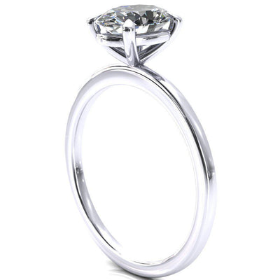 Lyla 12x10mm Oval 5.8 Cts. DEW Moissanite Center Stone 4 Claw Prong Single Rail Solitaire .950 Platinum Ring