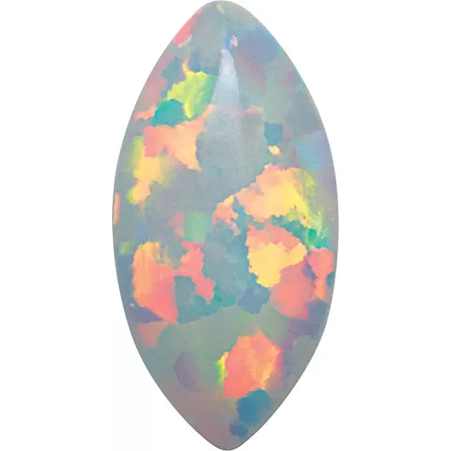 Marquise Cabochon FAB Lab-Grown White Opal Gems