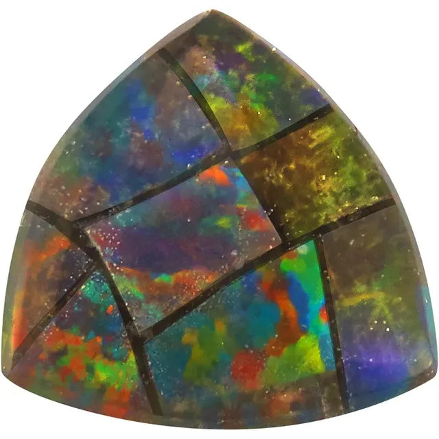 Trillion Cabochon FAB Lab-Grown Mosaic Opal Gems