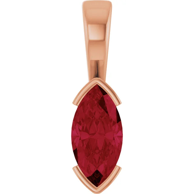 Marquise Center Half Bezel Pendant and Necklace