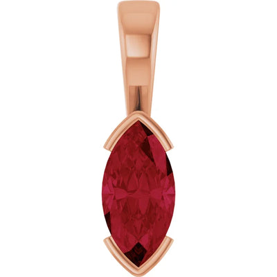 Marquise Center Half Bezel Pendant and Necklace