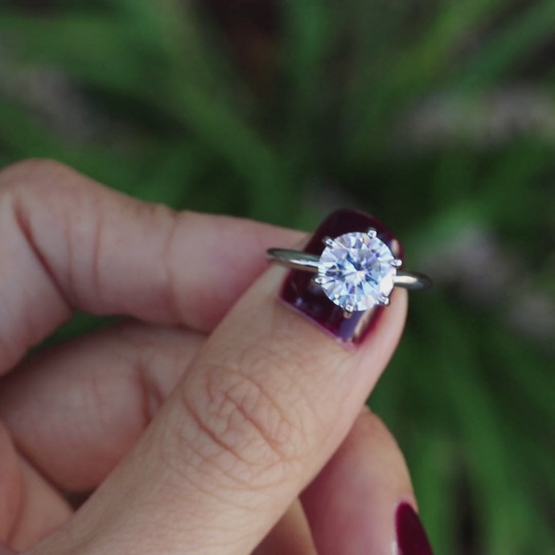 Round Center Stone Platinum 6 Prongs Solitaire Ring