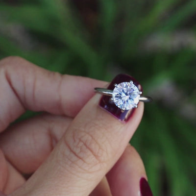 Round Center Stone Platinum 6 Prongs Solitaire Ring