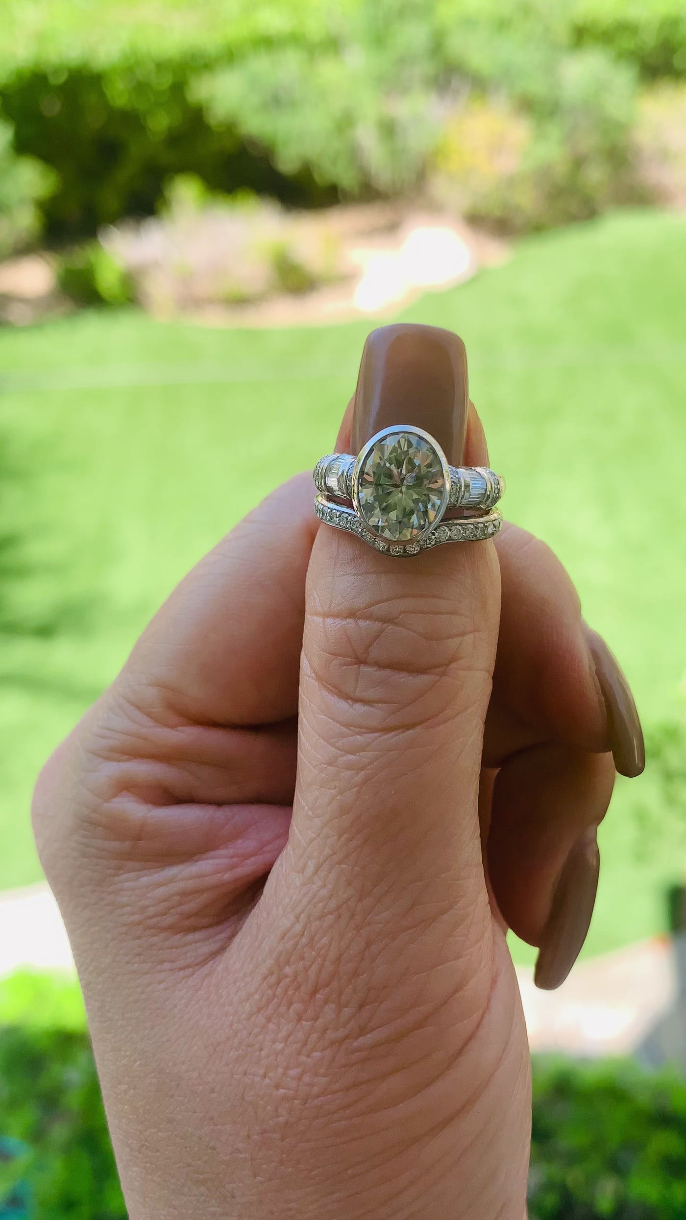Medley Oval Center Stone Full Bezel Diamond Side Engagement Ring