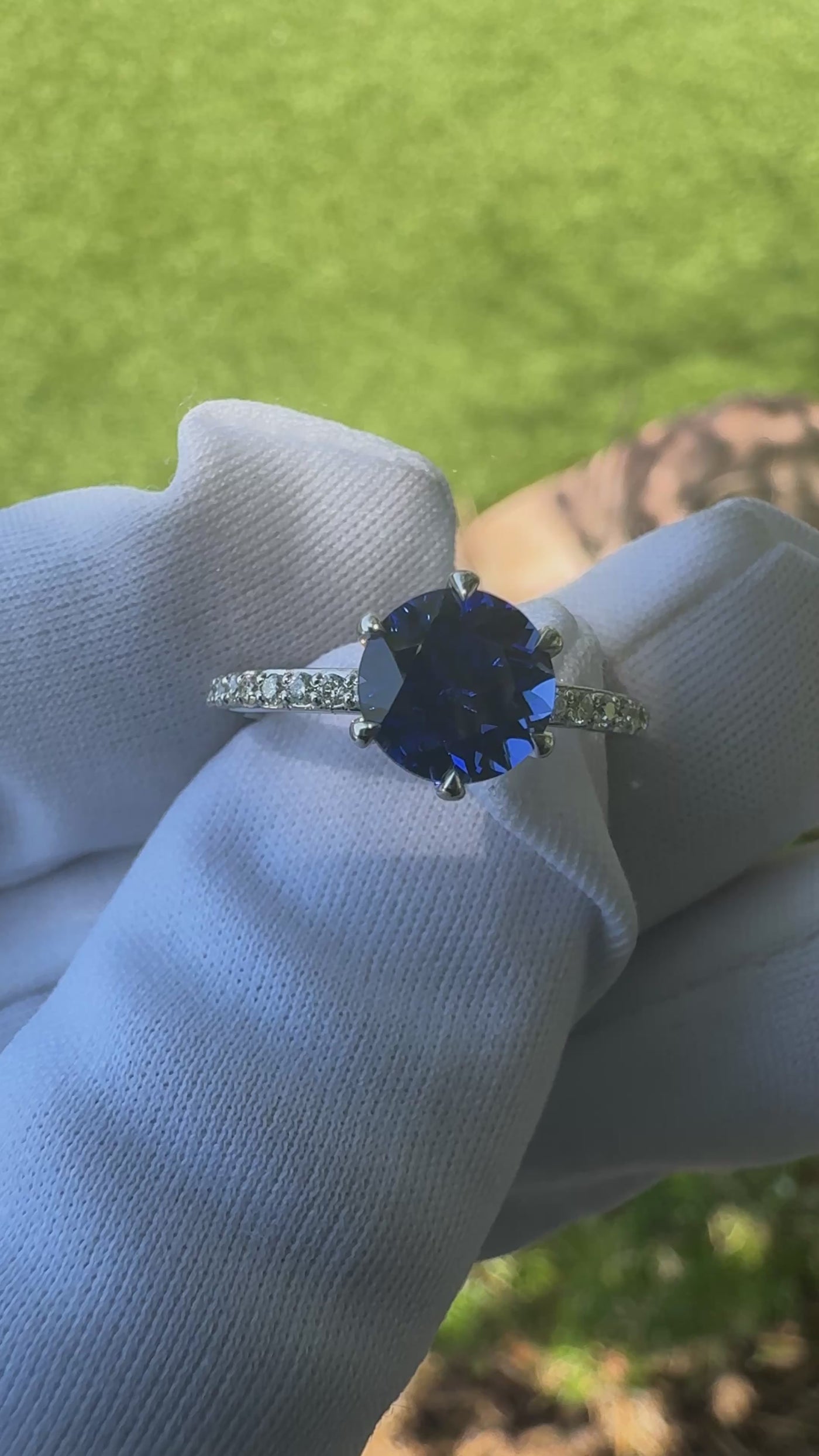 Nora Round Blue Sapphire Solitaire 6 Prong Ring