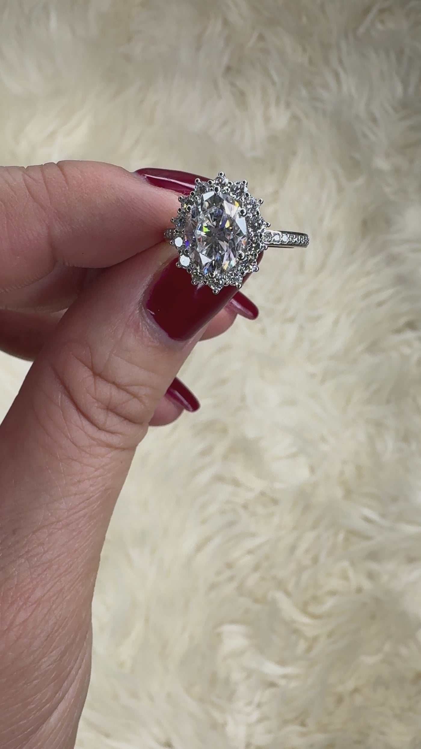 The Duchess Oval Center Stone 6 Prong Diamond Cluster Halo Ring