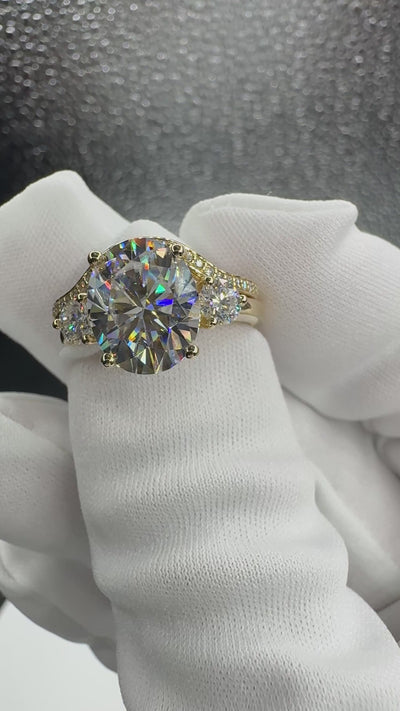 Giselle Oval Center Stone Trinity Under Bezel Engagement Ring