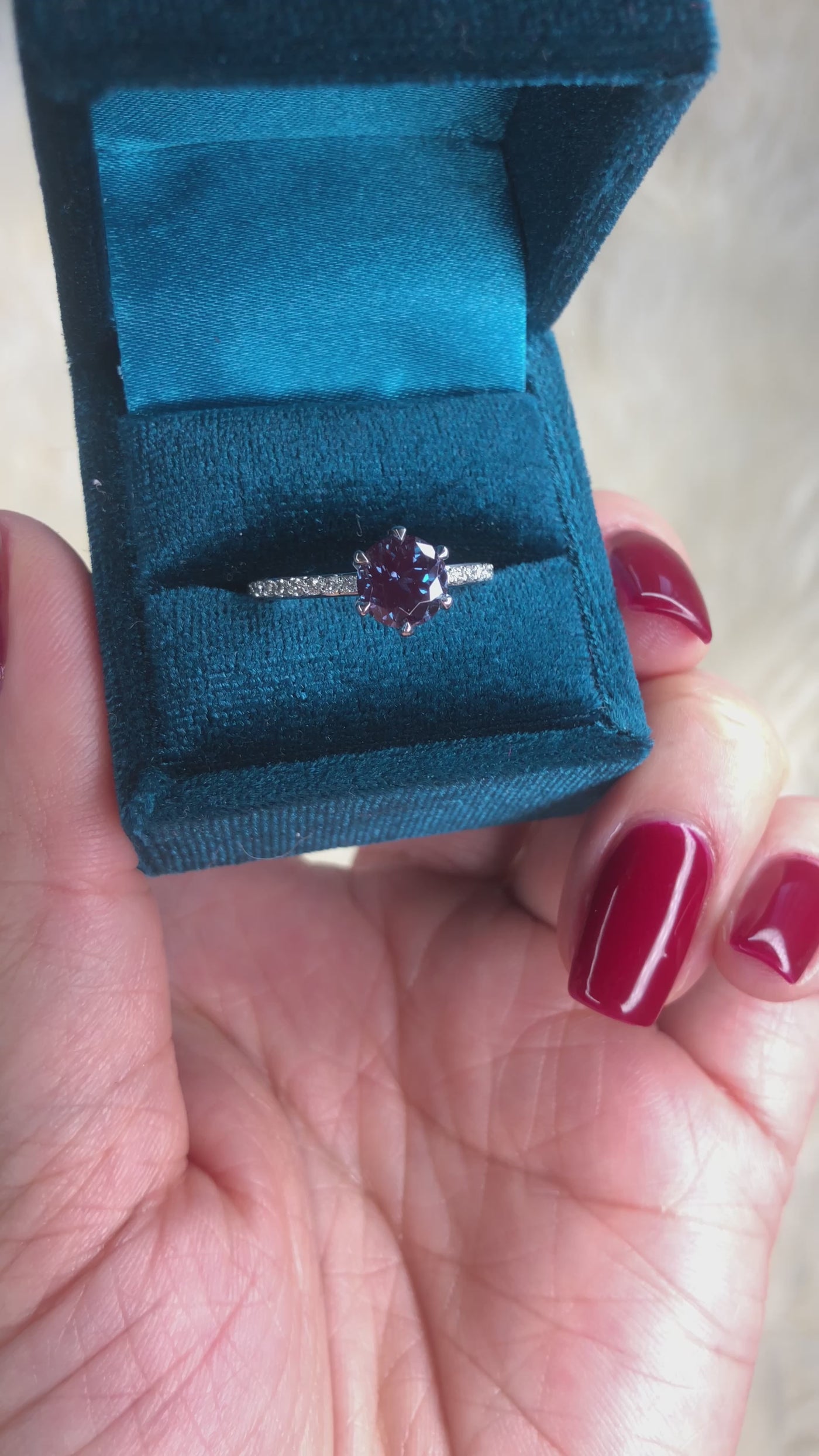 Nora Round Alexandrite Solitaire 6 Prong Ring