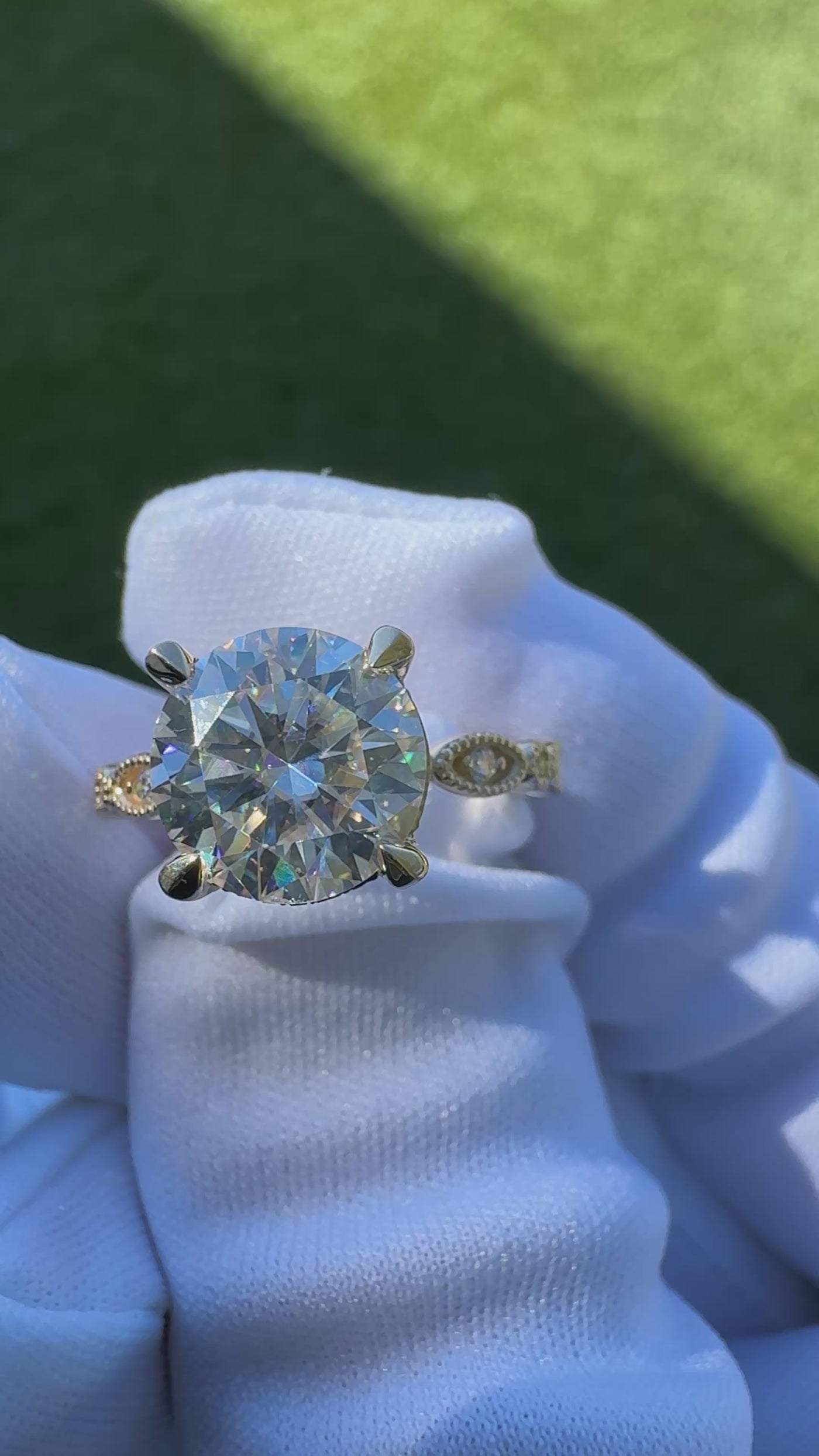 Shirley Round Center Stone 4 Prong Loop Diamond Side Engagement Ring