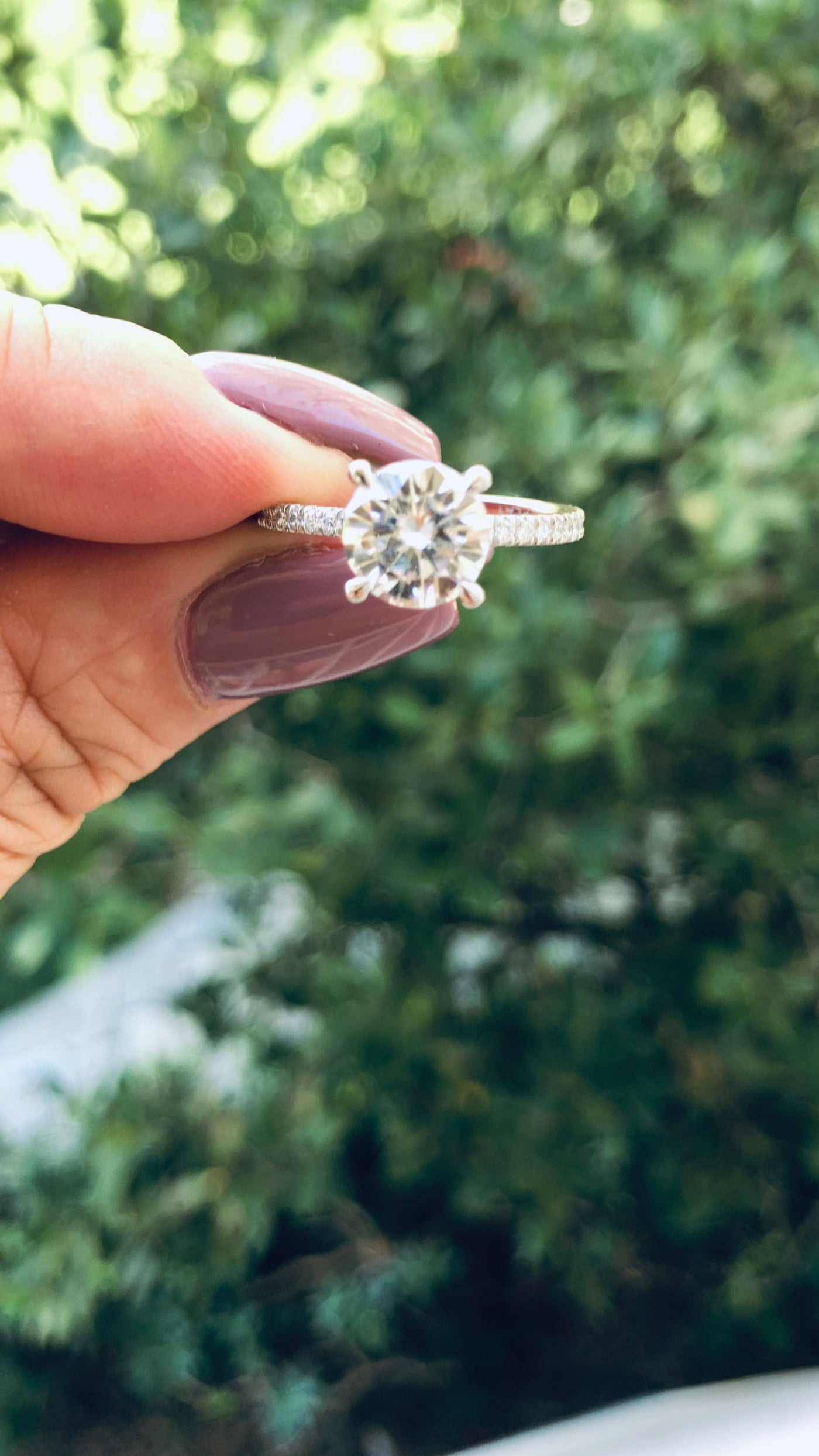 Mayeli Round Center Stone 4 Claw Prong Micro Pave Diamond Sides Engagement Ring