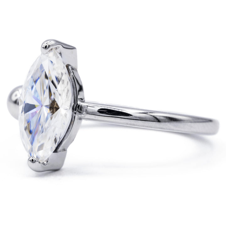 Sterling (6x3mm - 12x6mm) Marquise Filigree Pre-notched Ring Mounting