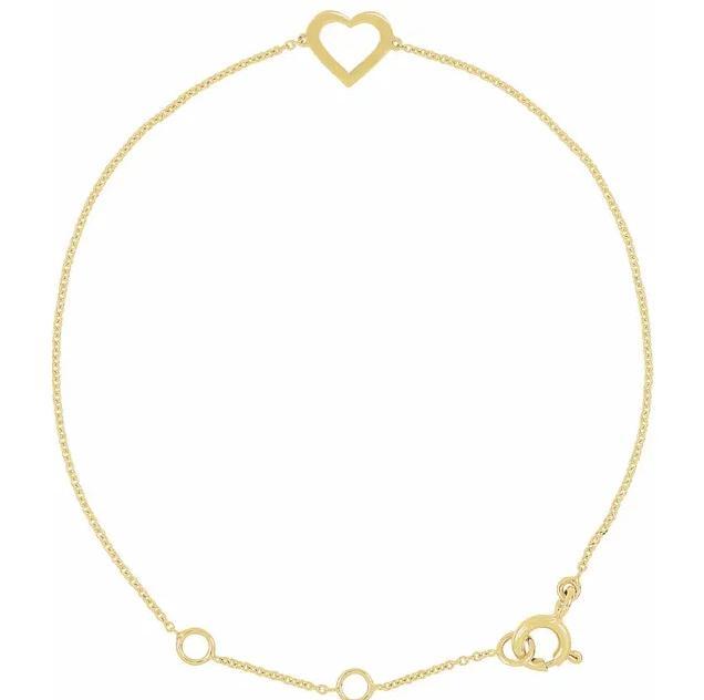 14K Yellow Gold Heart Design Bracelet-FIRE & BRILLIANCE