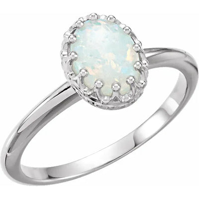 Oval Natural Opal Setting with Crown Basket Ring