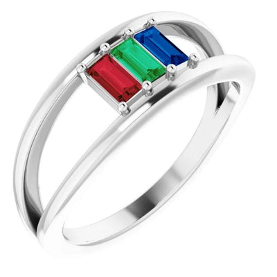 3-Stone Family Negative Space Ring-FIRE & BRILLIANCE