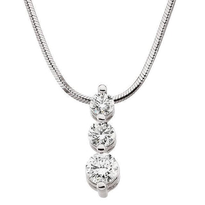 3 Stone Tiered Drop Pendant and Necklace-Pendants-Fire & Brilliance ®