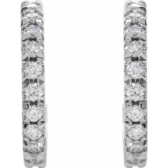 5/8 CTW Lab-Grown Diamond French-Set Hoop Earrings-FIRE & BRILLIANCE