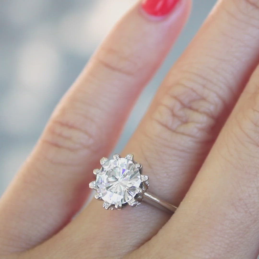 Wild Lily Round Center Stone Engagement Ring
