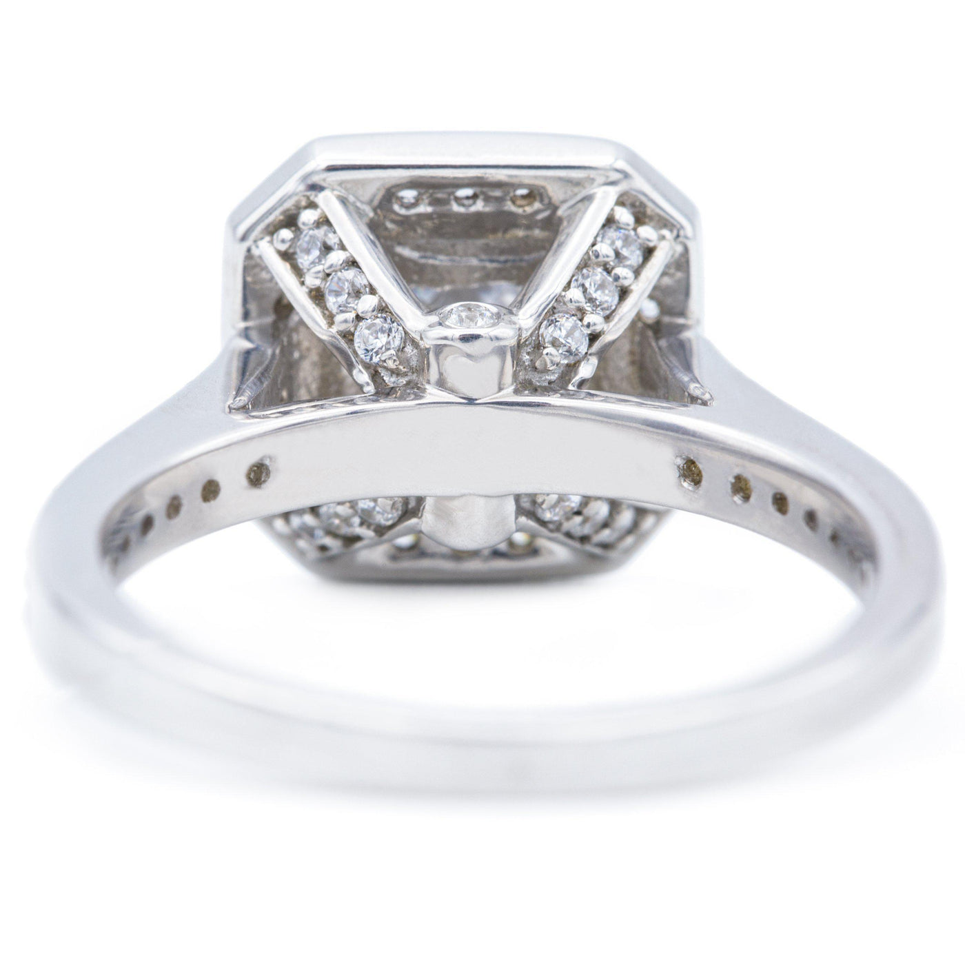 5mm Square Moissanite 14K White Gold Bezel Halo Ring-Fire & Brilliance ® Creative Designs-Fire & Brilliance ®