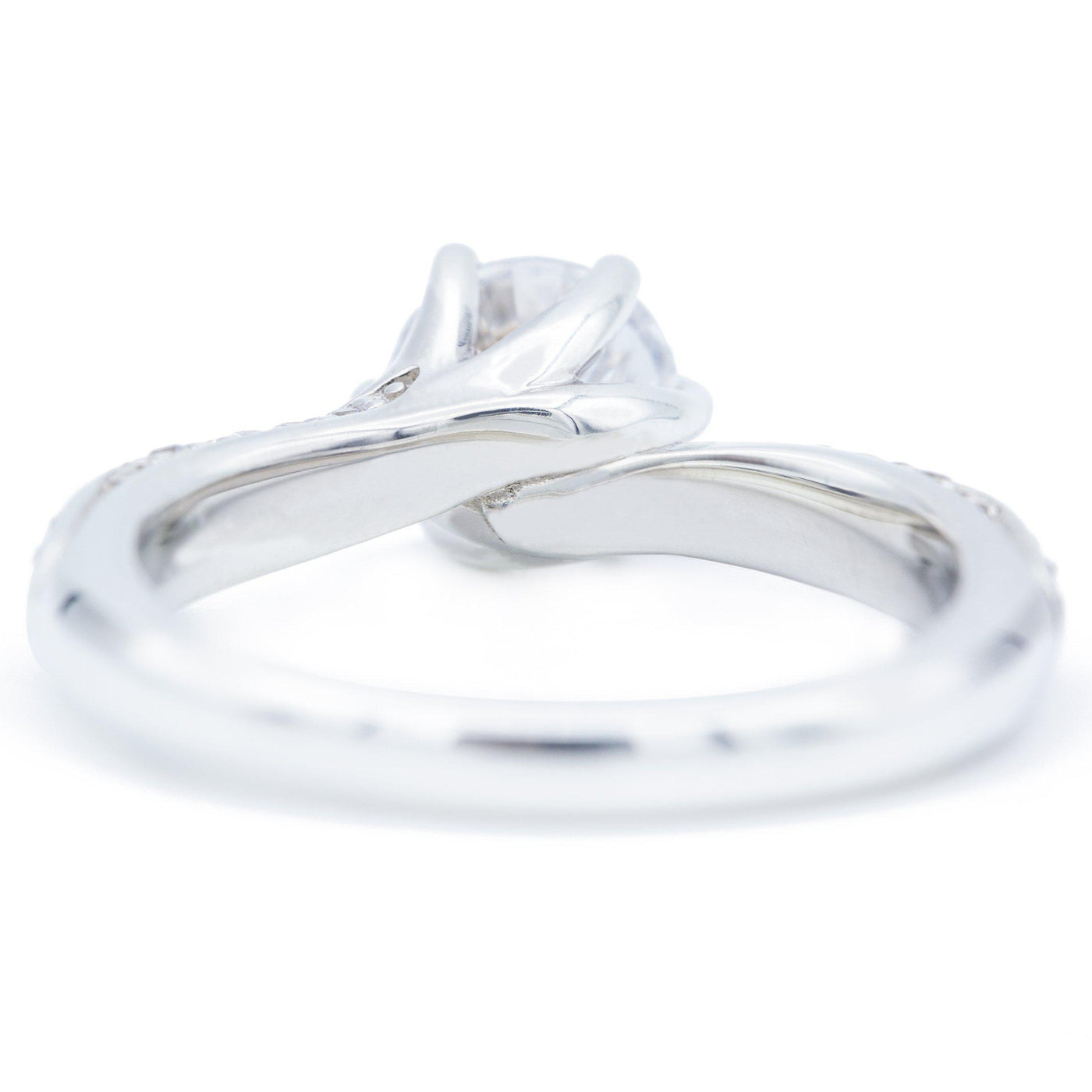 6.5mm Round Moissanite 14K White Gold 6 Prong Bypass Ring-Fire & Brilliance ® Creative Designs-Fire & Brilliance ®