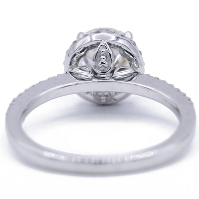 6.5mm Round Moissanite 14K White Gold Antique Halo Basket Ring-Fire & Brilliance ® Creative Designs-Fire & Brilliance ®