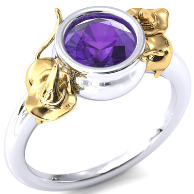 6.5mm Amethyst Round Halloween Cats and Cauldron Ring-Fire & Brilliance ® Creative Designs-Fire & Brilliance ®