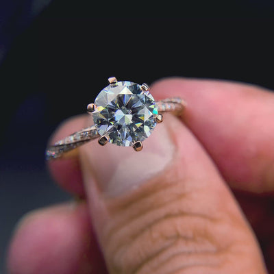 Elysia Round Center Stone 6 Prong 3/4 Eternity Diamond Accent Ring