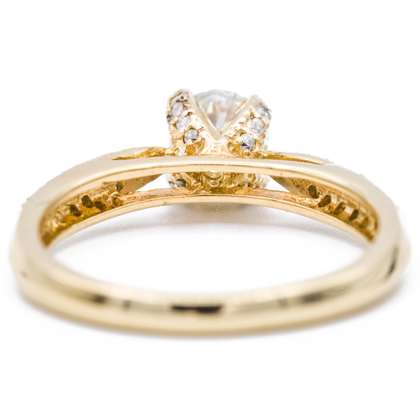 6mm Charles & Colvard Forever ONE Moissanite and Diamond 14K Yellow Gold Engagement Ring 1 Carat Total Weight-Fire & Brilliance ® Creative Designs-Fire & Brilliance ®
