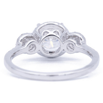 6mm Round Moissanite 14K White Gold Halo Ring-Fire & Brilliance ® Creative Designs-Fire & Brilliance ®