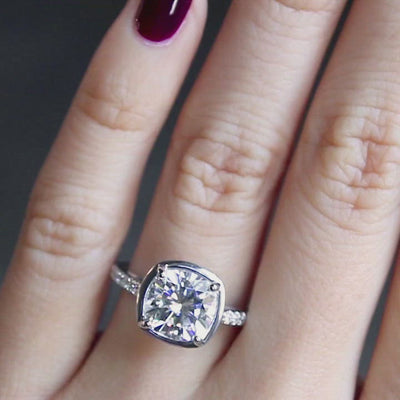 Chantel Cushion Moissanite 4 Prong Illusion Setting Engagement Ring