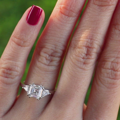 Jean Asscher Moissanite and Triangle Diamond 3-Stone Ring