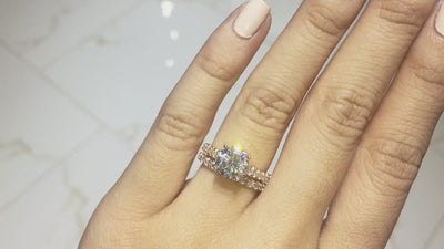 Chiara Round Center Stone Diamond Accented Preset Peg Setting with Prong Set Diamond Shoulder Ring