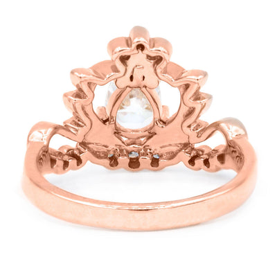 7x5mm Pear Moissanite 14K Rose Gold Tiara Ring-Fire & Brilliance ® Creative Designs-Fire & Brilliance ®