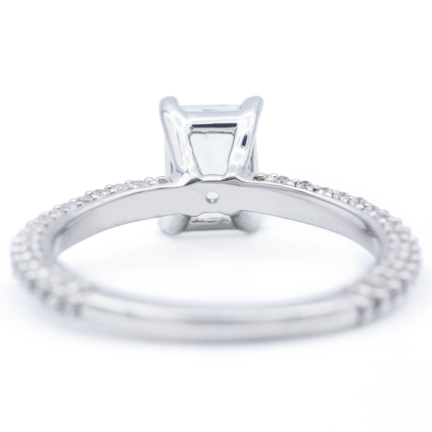 7x5mm Radiant Moissanite 14K White Gold 3/4 Diamond Shank Ring-Fire & Brilliance ® Creative Designs-Fire & Brilliance ®