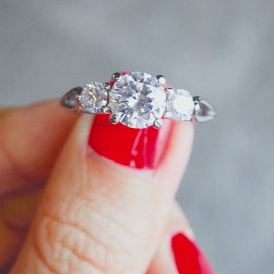 Marianna Round Center Stone Diamond Side Under Bezel Split Shank Engagement Ring