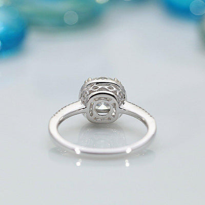 8mm Round Moissanite 14K White Gold Diamond Halo Crown Ring-Fire & Brilliance ® Creative Designs-Fire & Brilliance ®