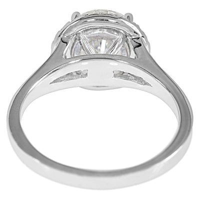 8mm Round Moissanite 14K White Gold Filigree Basket Halo MicroPave Diamond Ring-Fire & Brilliance ® Creative Designs-Fire & Brilliance ®