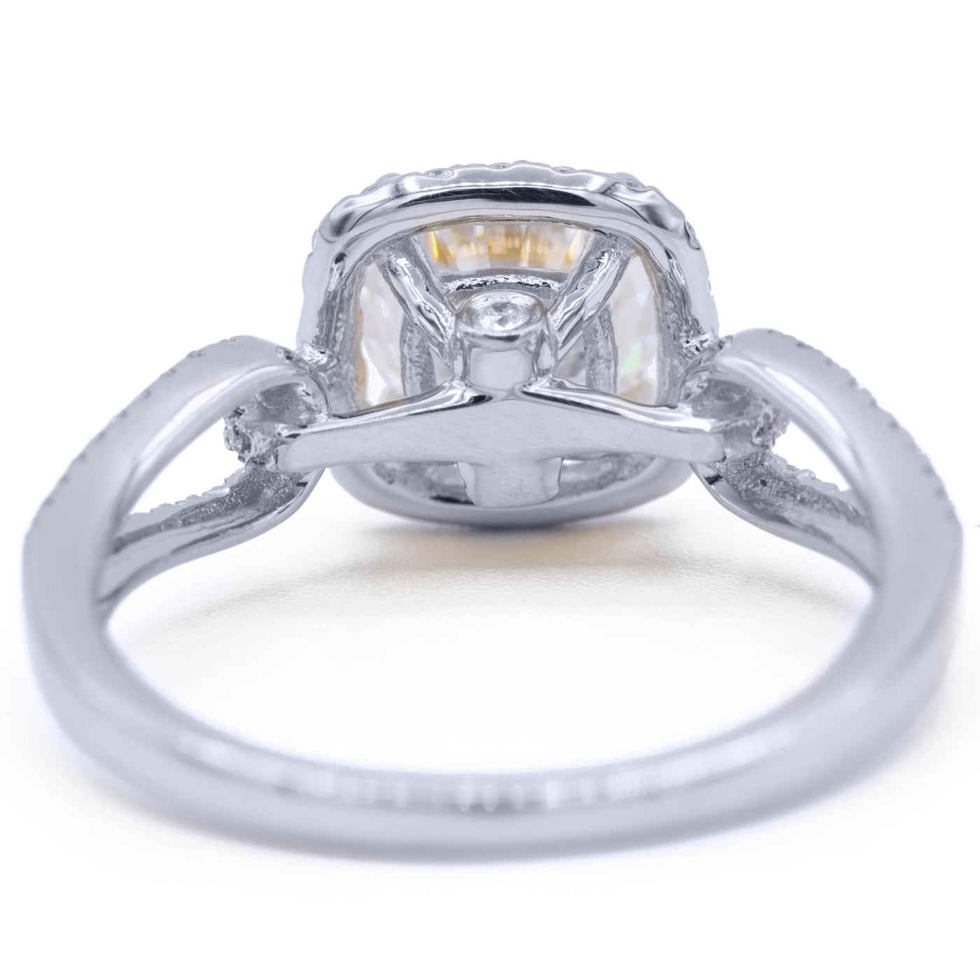 8mm Round Moissanite 14K White Gold Halo Bow Tie Diamond Micro Pave Ring-Fire & Brilliance ® Creative Designs-Fire & Brilliance ®