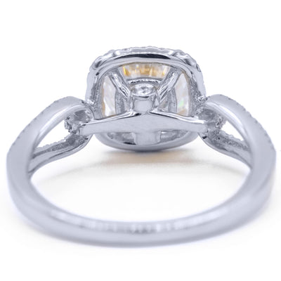 8mm Round Moissanite 14K White Gold Halo Bow Tie Diamond Micro Pave Ring-Fire & Brilliance ® Creative Designs-Fire & Brilliance ®