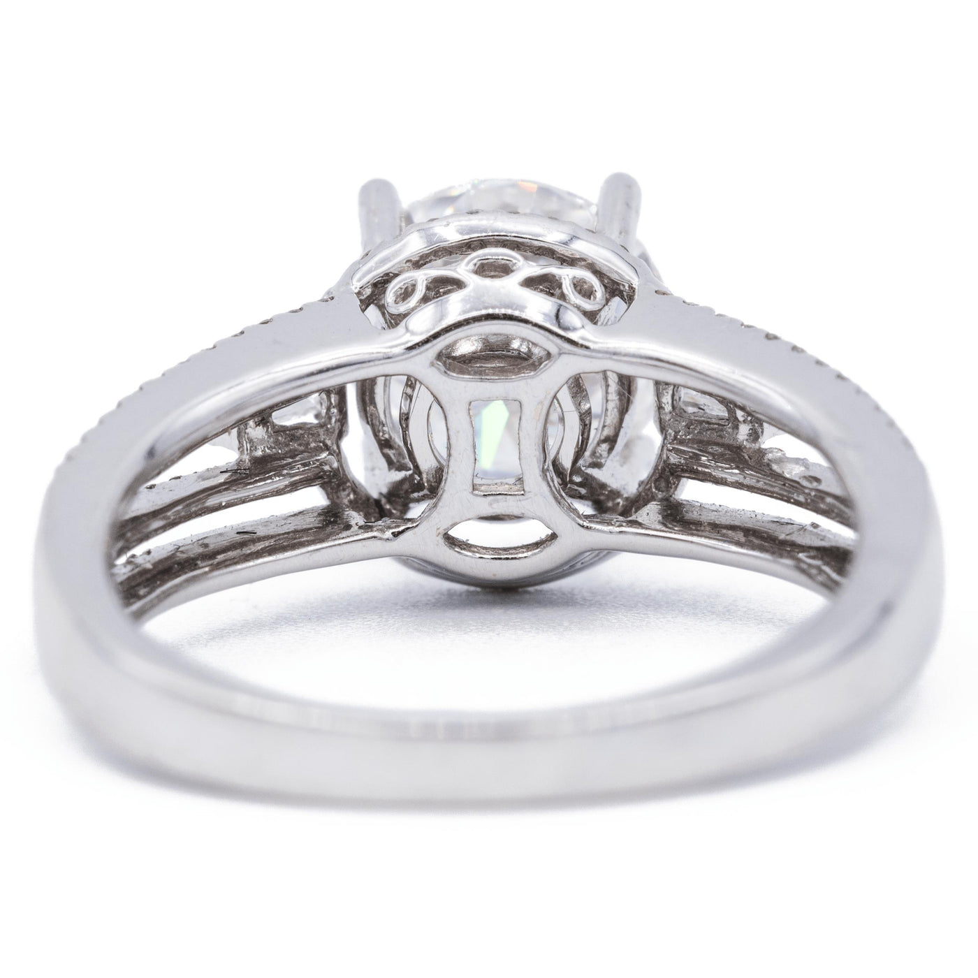 8mm Round Moissanite 14K White Gold Halo Ring-Fire & Brilliance ® Creative Designs-Fire & Brilliance ®