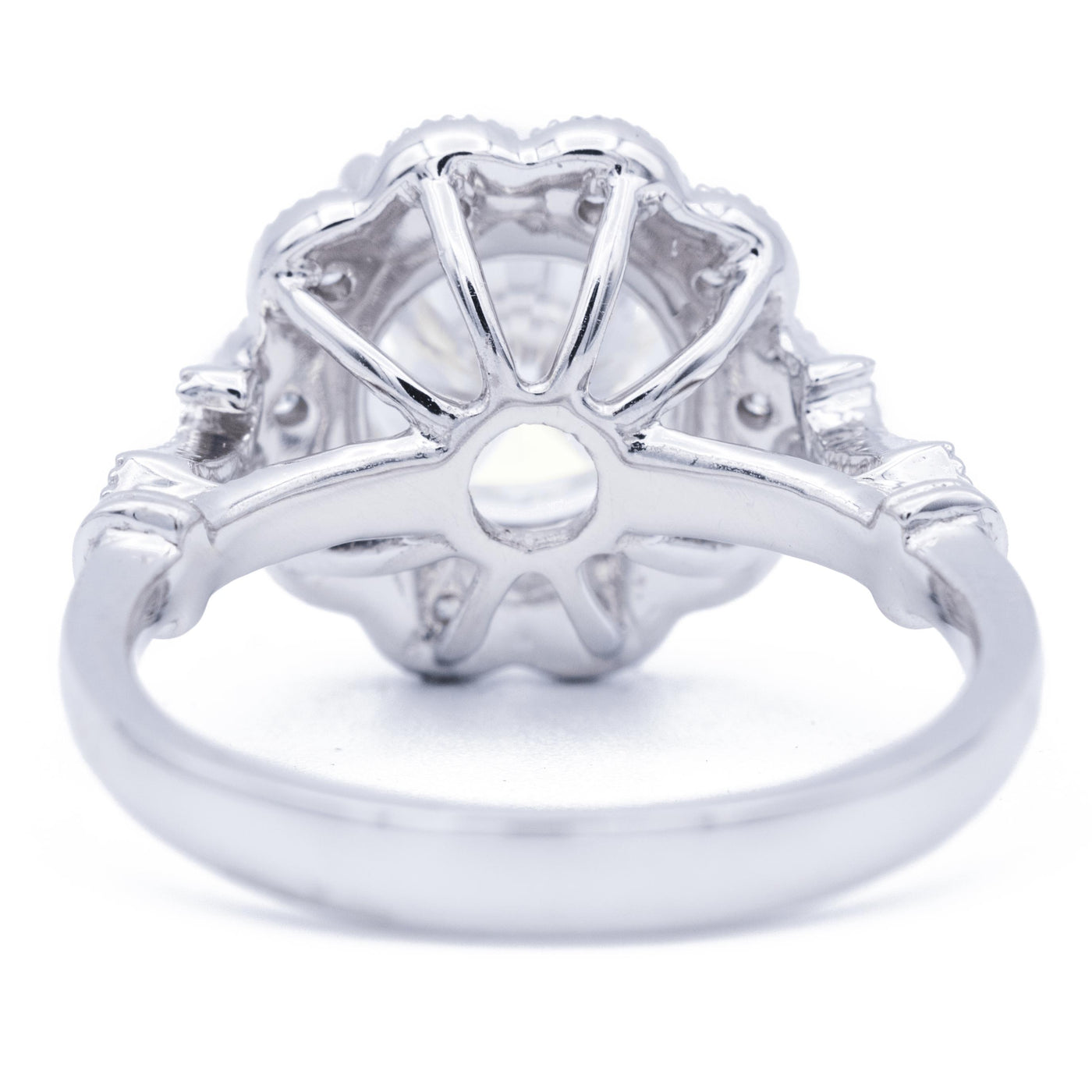 *8mm Round Moissanite 14K White Gold Halo Ring-Fire & Brilliance ® Creative Designs-Fire & Brilliance ®