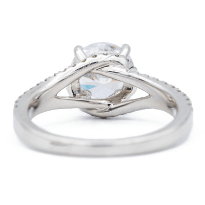 8mm Round Moissanite 14K White Gold Split Diamond Shank Ring-Fire & Brilliance ® Creative Designs-Fire & Brilliance ®