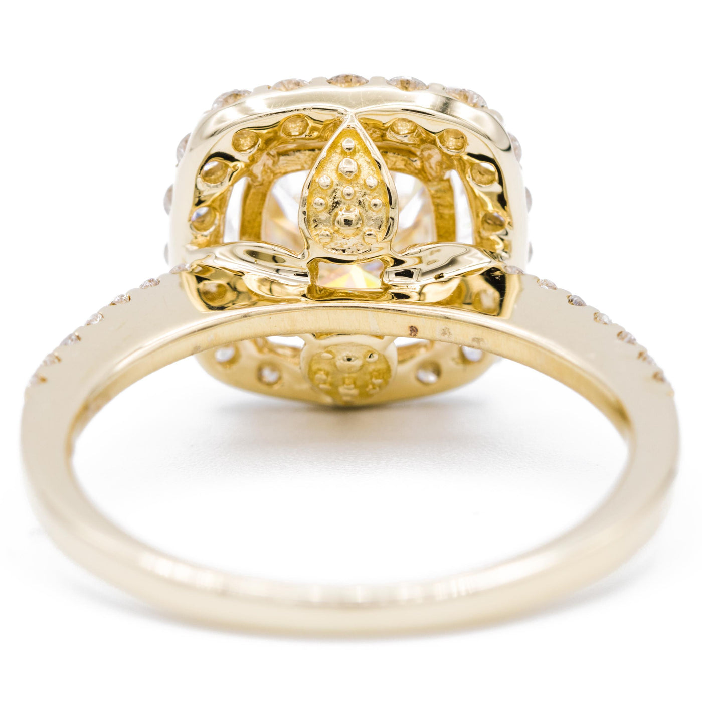 8mm Round Moissanite 14K Yellow Gold Halo Diamond Micro Pave Ring-Fire & Brilliance ® Creative Designs-Fire & Brilliance ®