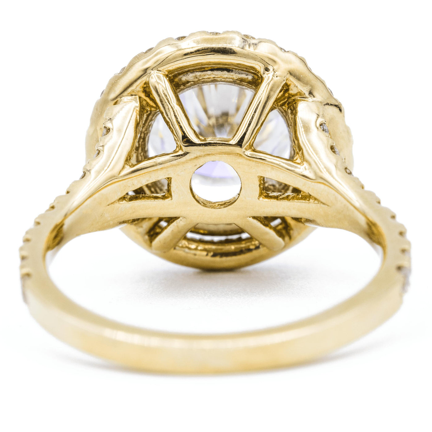*8mm Round Moissanite 14K Yellow Gold Halo Ring-Fire & Brilliance ® Creative Designs-Fire & Brilliance ®