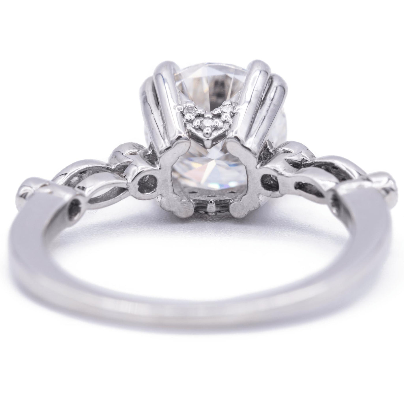 *8mm Round Moissanite Milgrain Diamond Bezel 4 Double Prong Ring-Fire & Brilliance ® Creative Designs-Fire & Brilliance ®