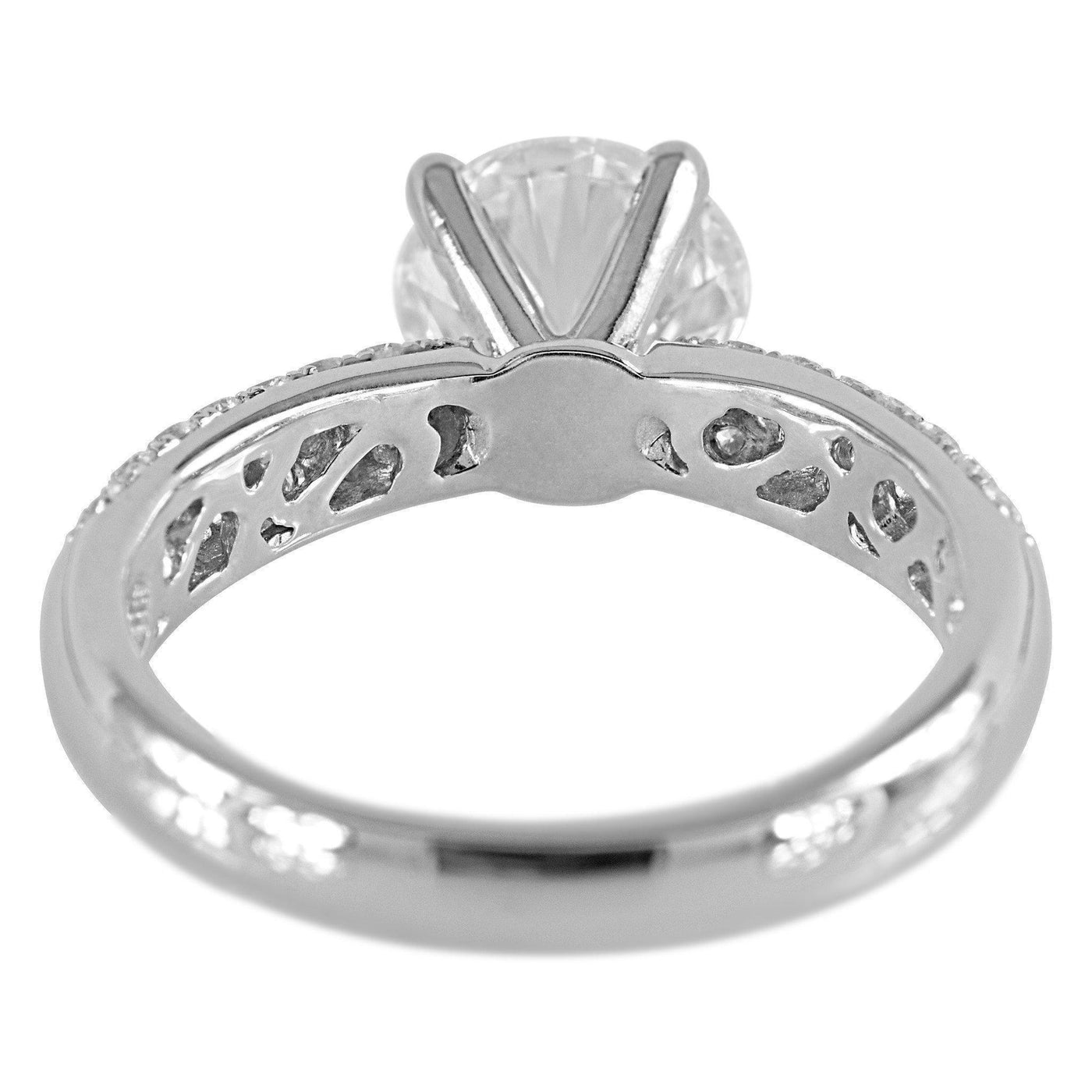 8mm Round Moissanite and Diamond Fire Pave Shoulders 14K White Gold Ring-Fire & Brilliance ® Creative Designs-Fire & Brilliance ®