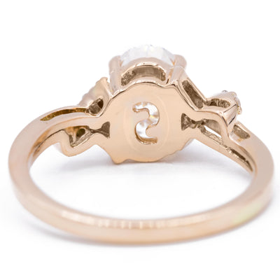 8x6mm Oval Moissanite Diamond Cross Shoulders 14K Rose Gold Antique Ring-Fire & Brilliance ® Creative Designs-Fire & Brilliance ®